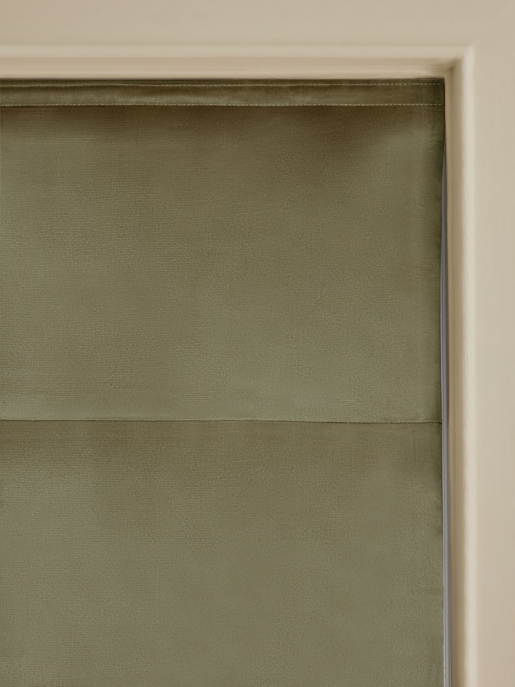 Olive Green Ready Made Blackout/Thermal Roman Blind Liquid Velvet - Image 7 of 7