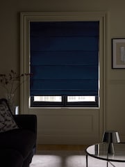 Navy Blue Ready Made Blackout/Thermal Roman Blind Liquid Velvet - Image 3 of 8