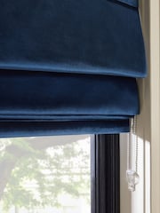 Navy Blue Ready Made Blackout/Thermal Roman Blind Liquid Velvet - Image 6 of 8