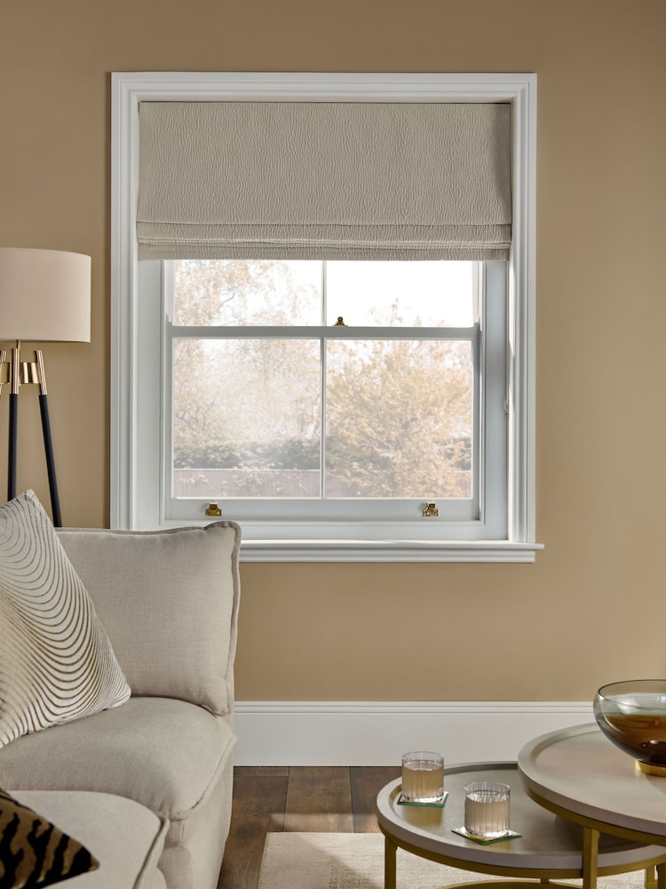 Champagne Gold Ready Made Blackout Thermal Crinkle Faux Silk Roman Blind - Image 1 of 6