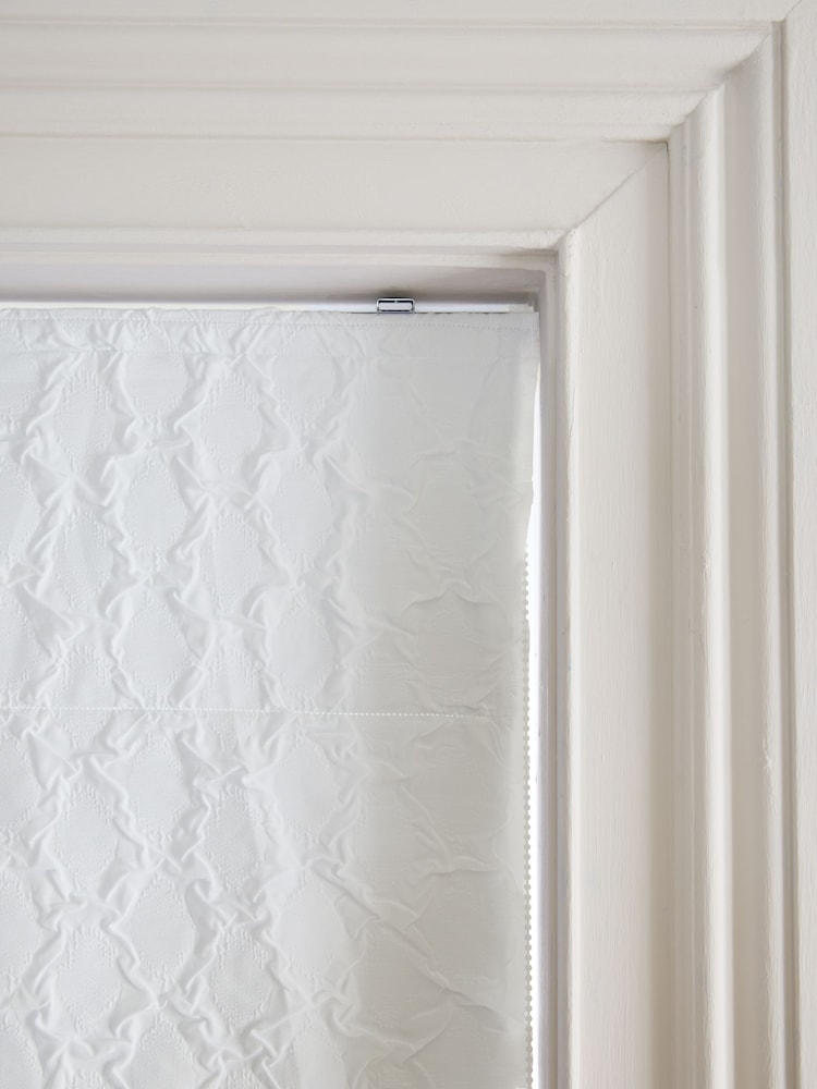 White Ready Made Blackout/Thermal Textured Embossed Square Roman Blind - Image 6 of 6