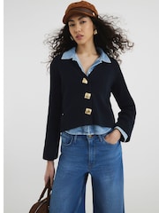 River Island Blue Asymmetric Tipped Cardigan - Image 1 of 6