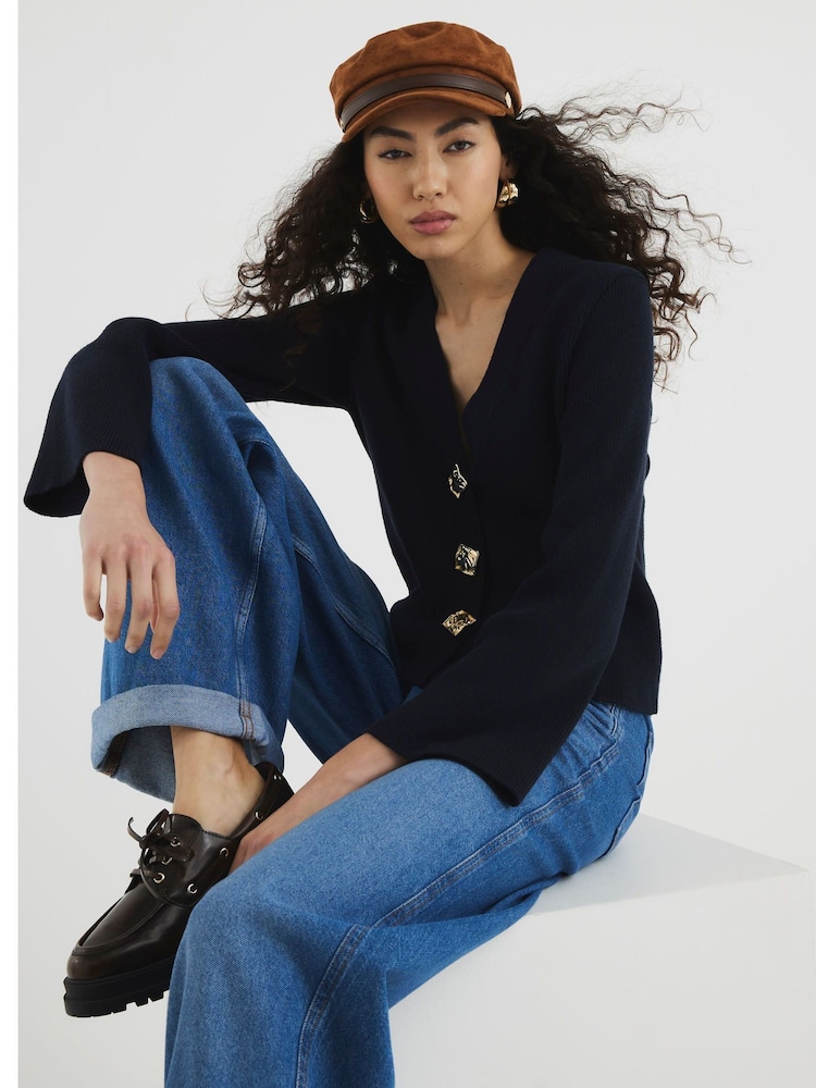 River Island Blue Asymmetric Tipped Cardigan - Image 2 of 6