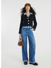 River Island Blue Asymmetric Tipped Cardigan - Image 3 of 6