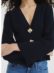 River Island Blue Asymmetric Tipped Cardigan - Image 4 of 6