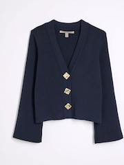 River Island Blue Asymmetric Tipped Cardigan - Image 5 of 6