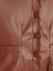 River Island Brown Faux Leather Short Sleeve Shirt - Image 5 of 5