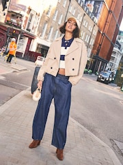 River Island Blue Boxy Crop Stripe Polo Shirt - Image 5 of 5