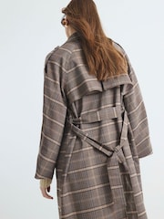 River Island Brown Check Trench Coat - Image 2 of 5