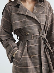 River Island Brown Check Trench Coat - Image 3 of 5