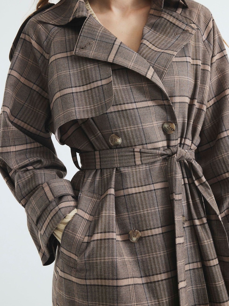 Belted Coat River Island Check Coat River Island Petite Belted