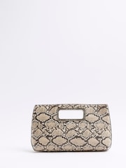 River Island Beige Metal Handle Clutch Bag - Image 1 of 4