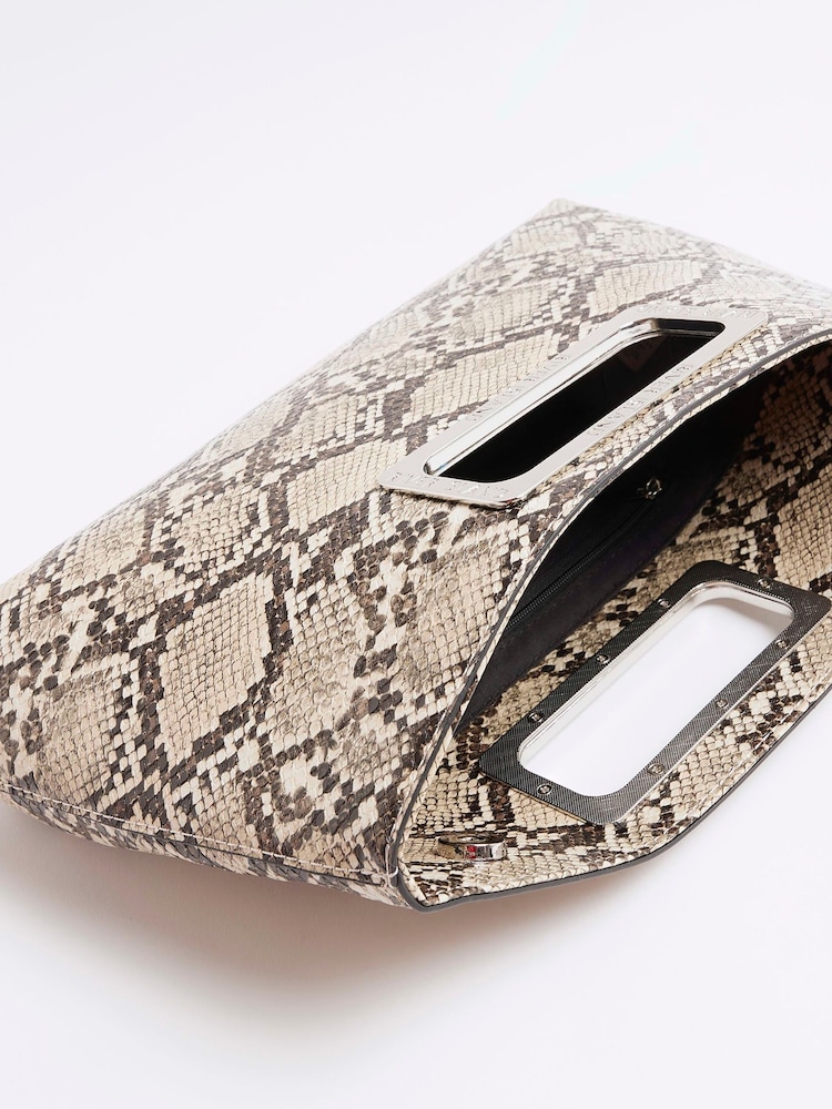River Island Beige Metal Handle Clutch Bag - Image 4 of 4
