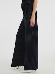 River Island Blue Drawstring Pinstripe Trousers Set - Image 2 of 5