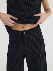 River Island Blue Drawstring Pinstripe Trousers Set - Image 3 of 5