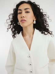 River Island Cream Collarless Button Up Jacket - Image 1 of 5
