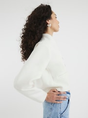 River Island Cream Collarless Button Up Jacket - Image 3 of 5