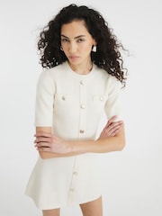 River Island Cream Button Mini Dress - Image 2 of 5