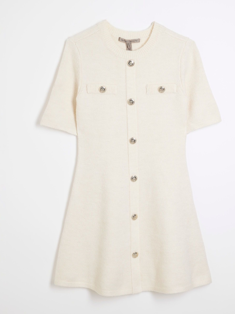 River Island Cream Button Mini Dress - Image 4 of 5