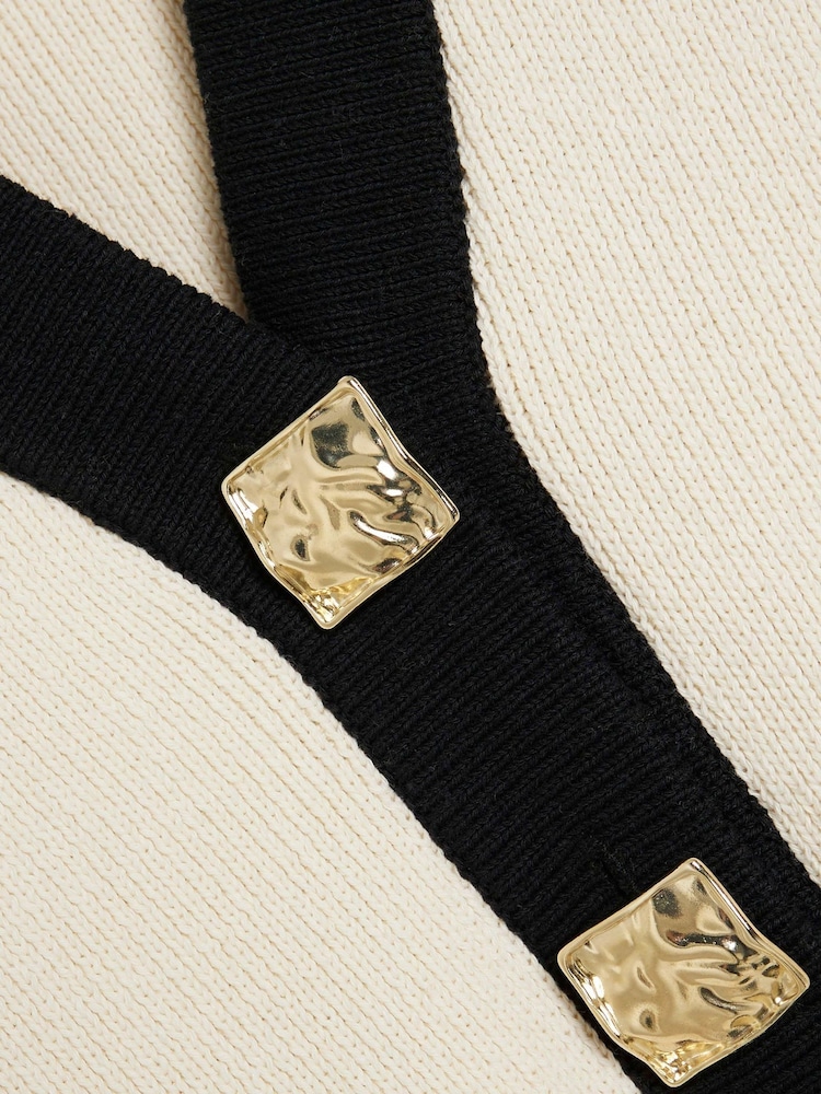 River Island Cream Asymmetric Tipped Cardigan - Image 5 of 5