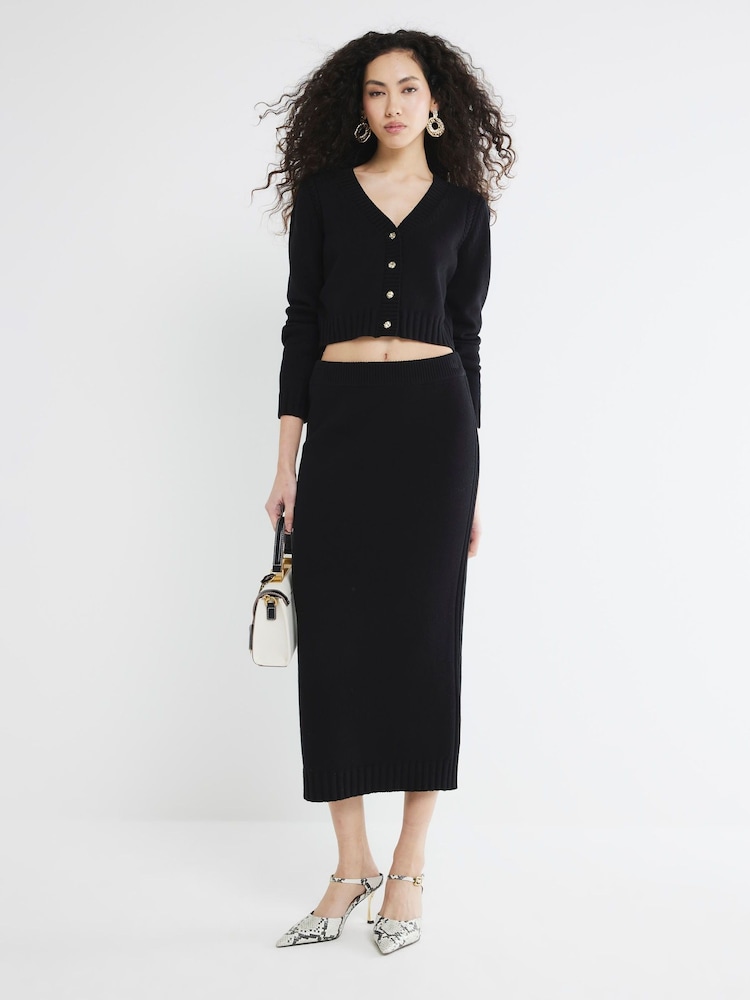 River Island Black Clean Midi Skirt - Image 1 of 3 River Island Black Clean Midi Skirt - Image 1 of 3