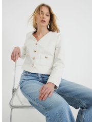 River Island White Pocket Boucle Jacket - Image 1 of 5