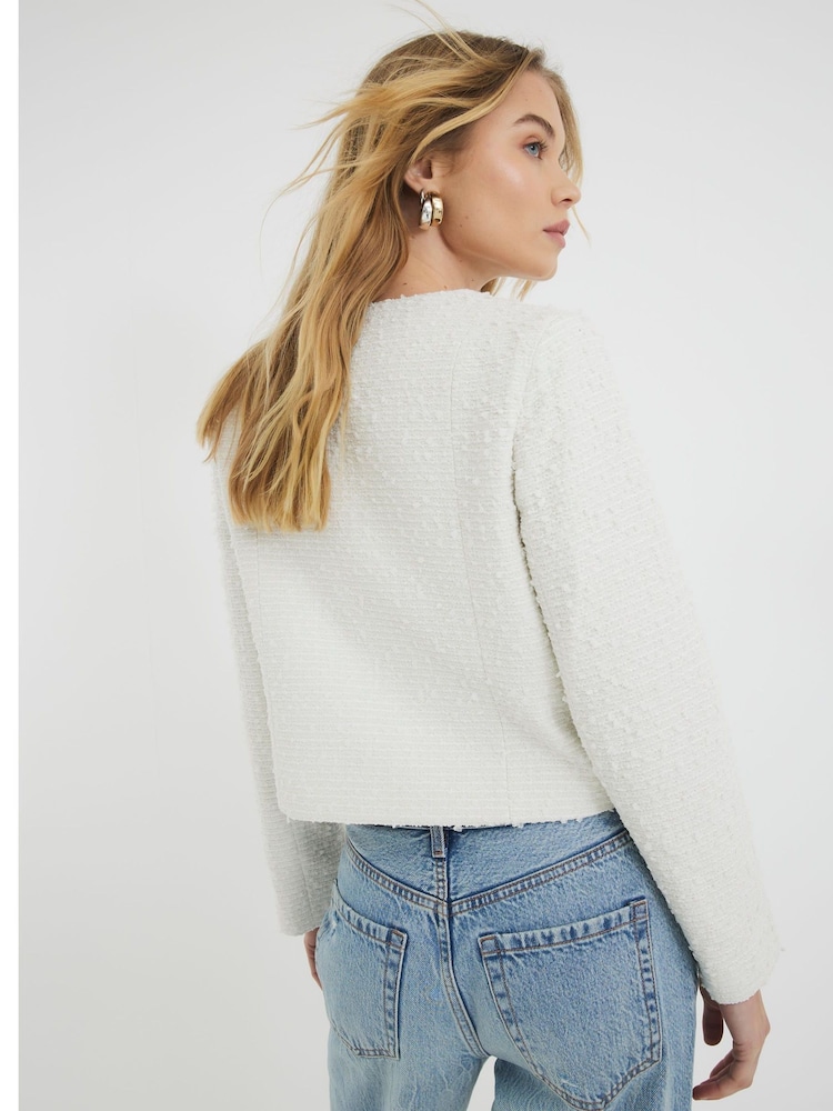 River Island White Pocket Boucle Jacket - Image 2 of 5