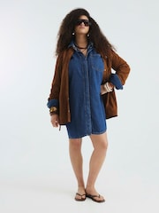 River Island Blue Denim Cuff 100% Cotton Shirt Dress - Image 2 of 6
