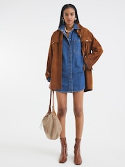 River Island Blue Denim Cuff 100% Cotton Shirt Dress - Image 3 of 6