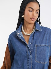 River Island Blue Denim Cuff 100% Cotton Shirt Dress - Image 6 of 6