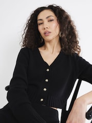 River Island Black Cropped V-Neck Cardigan - Image 1 of 5