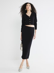 River Island Black Cropped V-Neck Cardigan - Image 2 of 5