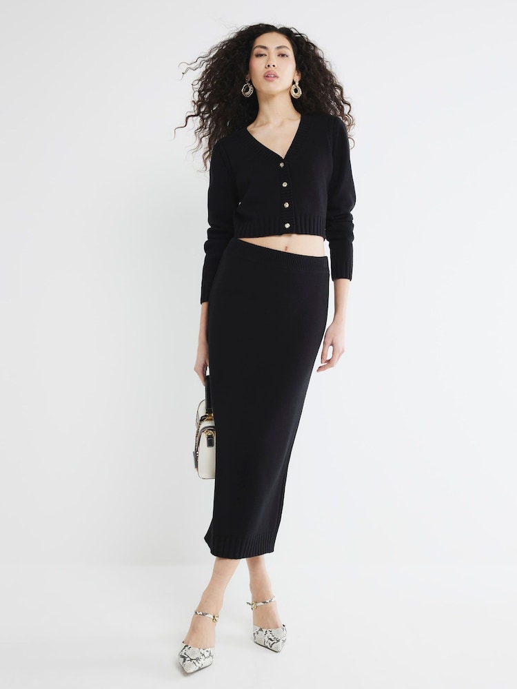 River Island Black Cropped V-Neck Cardigan - Image 2 of 5