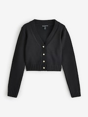 River Island Black Cropped V-Neck Cardigan - Image 4 of 5