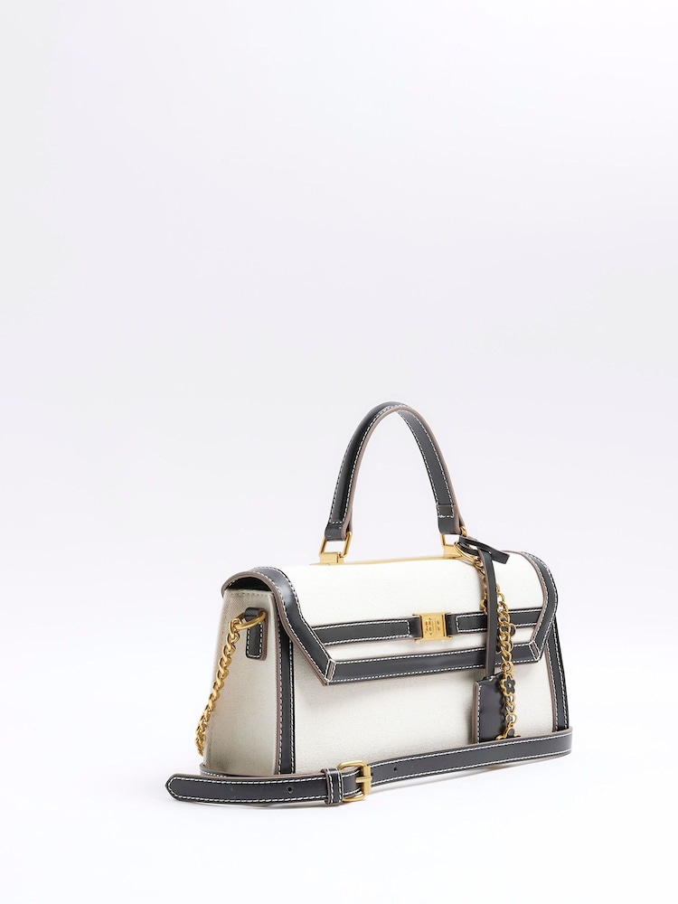 River Island Brown Mini Canvas 100% Cotton Cross-Body Tote Bag - Image 2 of 5