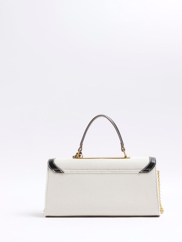 River Island Brown Mini Canvas 100% Cotton Cross-Body Tote Bag - Image 3 of 5