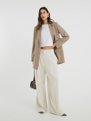 River Island Cream Wide Leg Trousers - Image 1 of 5