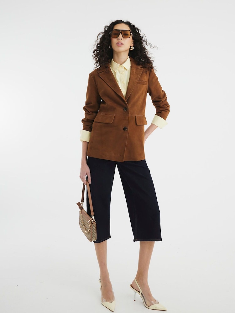 River Island Blue High Rise 100% Cotton Culottes - Image 1 of 5 River Island Blue High Rise 100% Cotton Culottes - Image 1 of 5