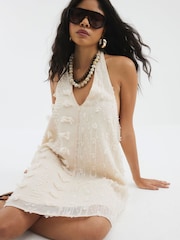 River Island Sheer Halter Mini Dress - صورة 1 من 5