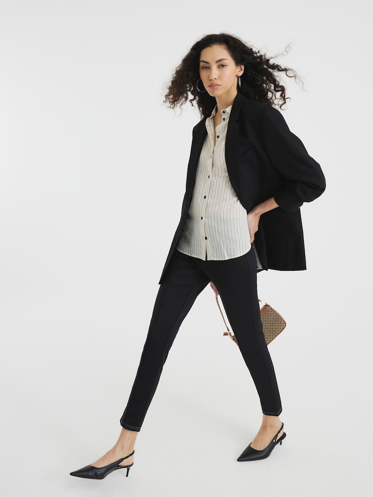 River Island Black Top Stitch Skinny Trousers - Image 1 of 5 River Island Black Top Stitch Skinny Trousers - Image 1 of 5