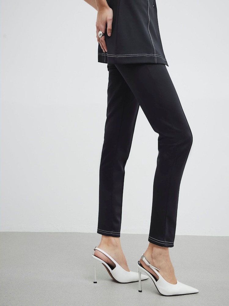 River Island Black Top Stitch Skinny Trousers - Image 2 of 5