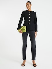 River Island Black Collarless Boucle Jacket - Image 2 of 5