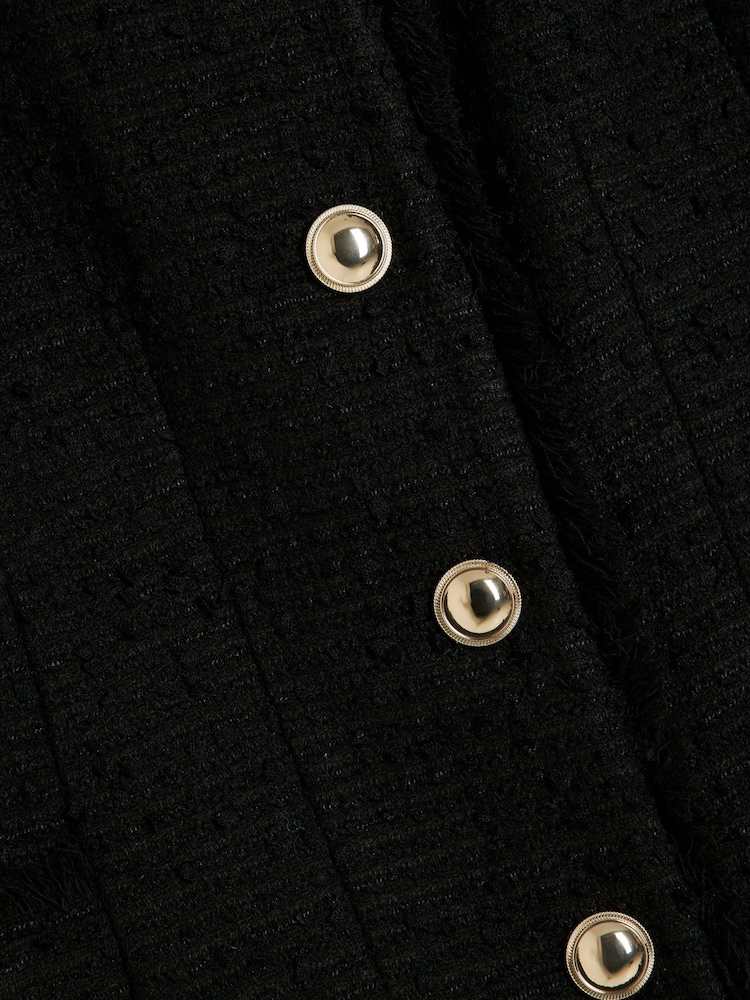 River Island Black Collarless Boucle Jacket - Image 5 of 5