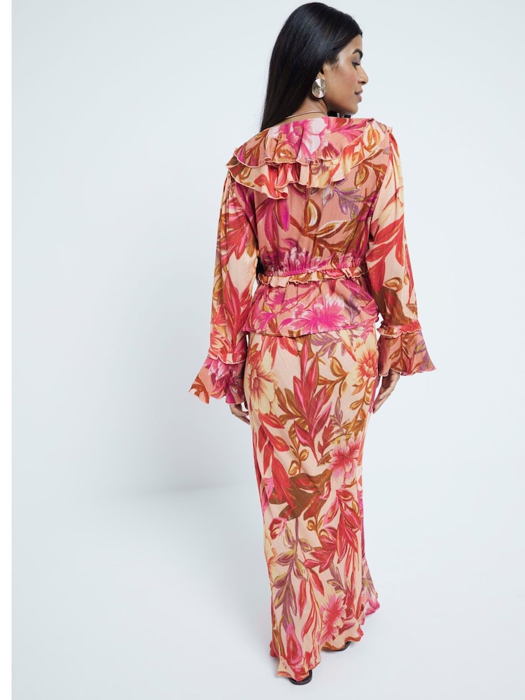 River Island Pink Petite Floral Maxi Skirt - Image 2 of 5 River Island Pink Petite Floral Maxi Skirt - Image 2 of 5