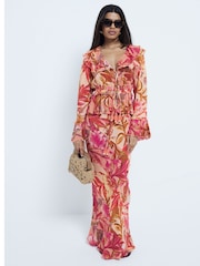 River Island Pink Petite Floral Maxi Skirt - Image 3 of 5