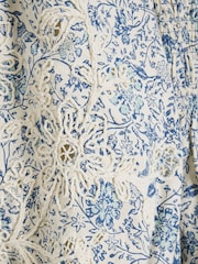 River Island Blue Petite Shirred Bodice 100% Cotton Top - Image 5 of 5