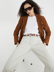 River Island Cream Super Pale Barrel 100% Cotton Jeans - Image 3 of 6