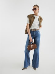 River Island Blue High Rise Relaxed Straight 100% Cotton Jeans - Image 1 of 5