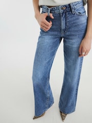 River Island Blue High Rise Relaxed Straight 100% Cotton Jeans - Image 2 of 5