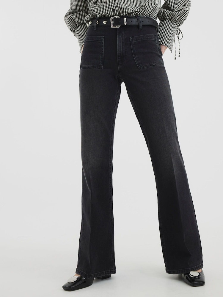 River Island Black High Rise Wide Leg Jeans - Image 3 of 6